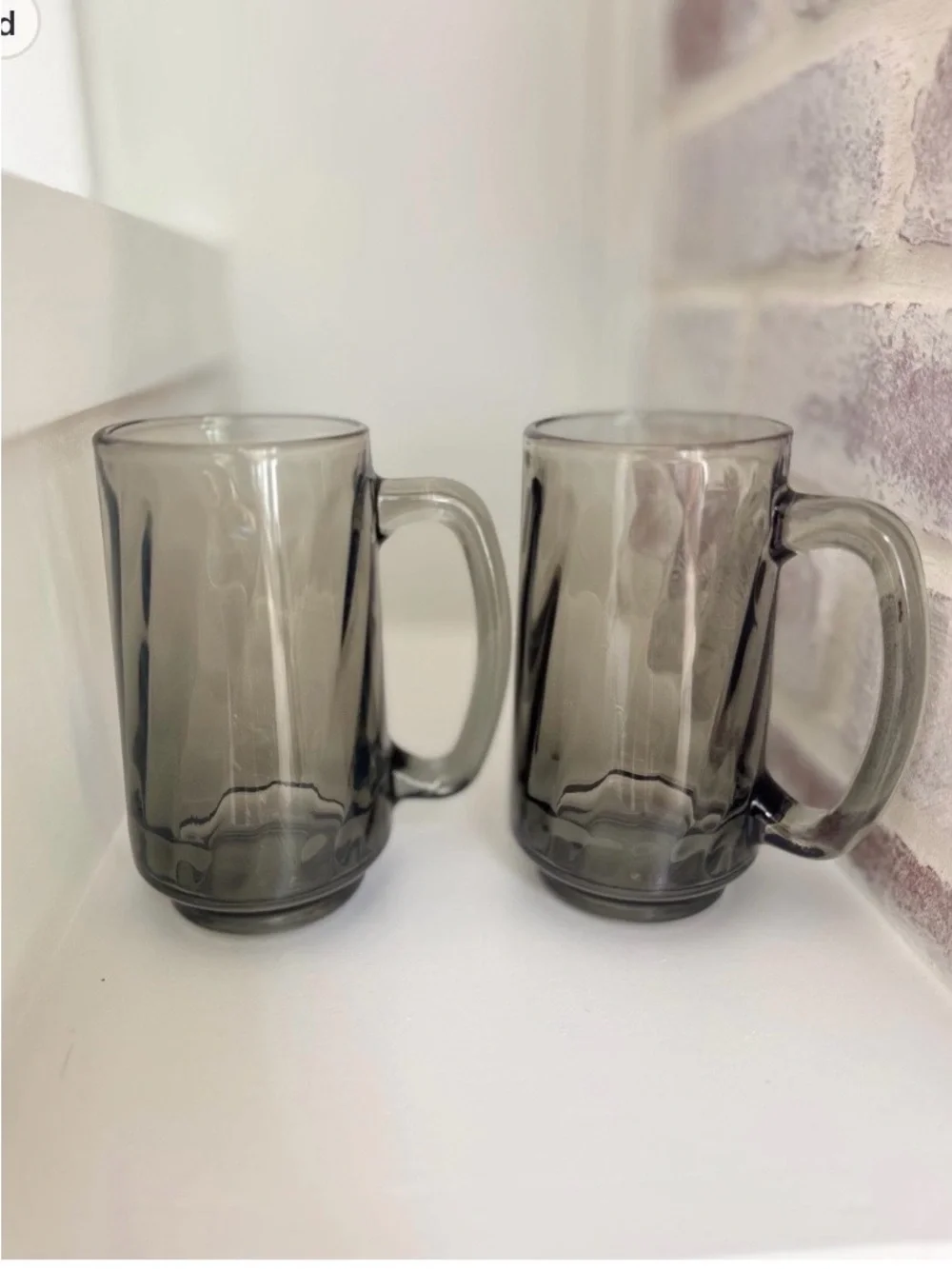 Libbey Smoky Gray Glass Beer Mugs - Pair